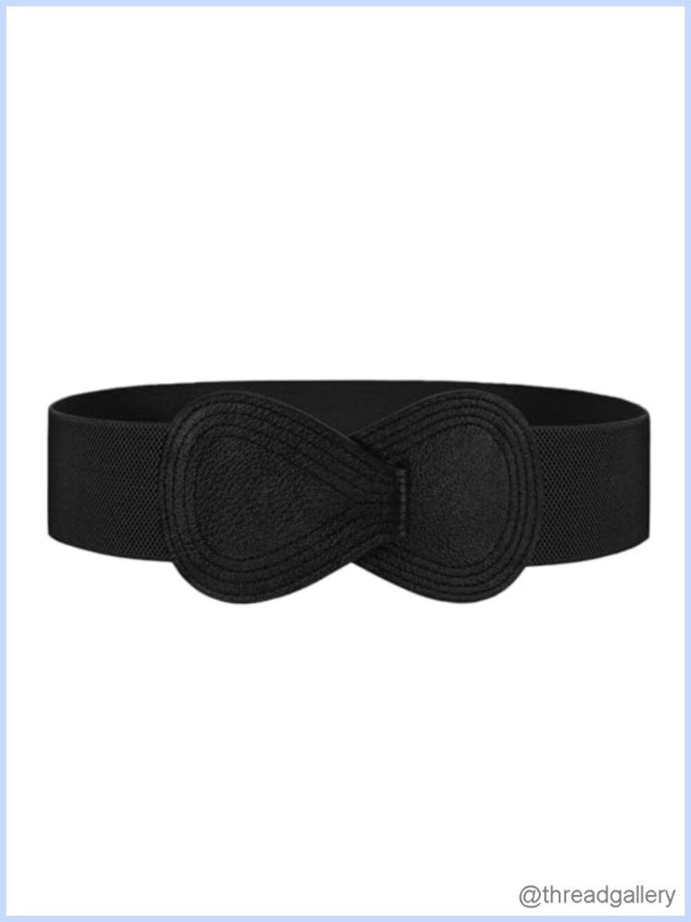 Wide Elastic Stretch Dress Belt with 8-Shaped Interlock Buckle